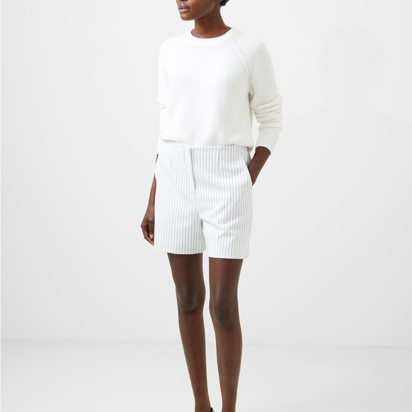French Connection White Striped Women's Shorts Size 6 NWOT - Picture 1 of 11